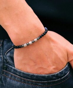 Unique 4mm Stone Bracelet Men Women Natural Lava Lapis Lazuli Obsidian Beads Elastic Braclet Sanskrit Brazalete Gift For Lovers Women Bracelets