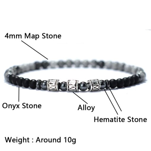 Unique 4mm Stone Bracelet Men Women Natural Lava Lapis Lazuli Obsidian Beads Elastic Braclet Sanskrit Brazalete Gift For Lovers Women Bracelets