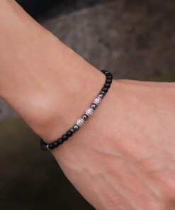 Unique 4mm Stone Bracelet Men Women Natural Lava Lapis Lazuli Obsidian Beads Elastic Braclet Sanskrit Brazalete Gift For Lovers Women Bracelets