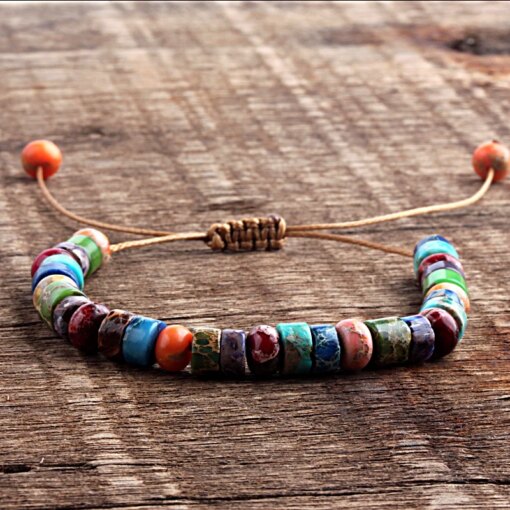 ZMZY Boho Style Handmade Colorful Multi Bracelet Natural Stone Chakra Bracelet Drum Beads Bracelets for Women/Men Jewelry Gift Men Bracelets