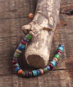 ZMZY Boho Style Handmade Colorful Multi Bracelet Natural Stone Chakra Bracelet Drum Beads Bracelets for Women/Men Jewelry Gift Men Bracelets