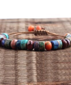 ZMZY Boho Style Handmade Colorful Multi Bracelet Natural Stone Chakra Bracelet Drum Beads Bracelets for Women/Men Jewelry Gift Men Bracelets