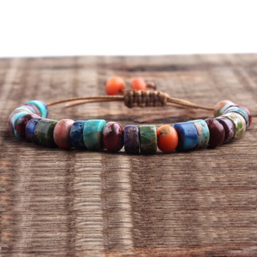 ZMZY Boho Style Handmade Colorful Multi Bracelet Natural Stone Chakra Bracelet Drum Beads Bracelets for Women/Men Jewelry Gift Men Bracelets
