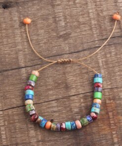 ZMZY Boho Style Handmade Colorful Multi Bracelet Natural Stone Chakra Bracelet Drum Beads Bracelets for Women/Men Jewelry Gift Men Bracelets