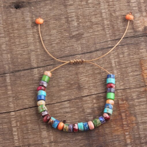 ZMZY Boho Style Handmade Colorful Multi Bracelet Natural Stone Chakra Bracelet Drum Beads Bracelets for Women/Men Jewelry Gift Men Bracelets