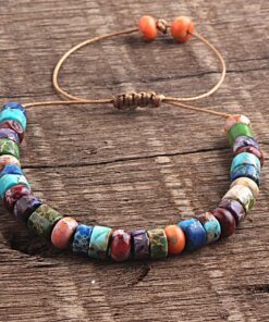ZMZY Boho Style Handmade Colorful Multi Bracelet Natural Stone Chakra Bracelet Drum Beads Bracelets for Women/Men Jewelry Gift Men Bracelets
