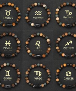 12 Zodiac Bracelets Natural Stone Cancer Virgo Leo Libra Bracelet Couples Friendship Gifts Bracelets Jewelry pulsera hombre Bracelets Bracelets