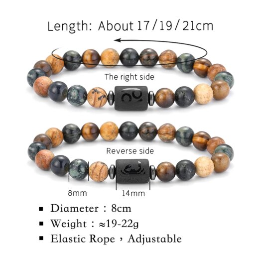 12 Zodiac Bracelets Natural Stone Cancer Virgo Leo Libra Bracelet Couples Friendship Gifts Bracelets Jewelry pulsera hombre Bracelets Bracelets