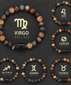 12 Zodiac Bracelets Natural Stone Cancer Virgo Leo Libra Bracelet Couples Friendship Gifts Bracelets Jewelry pulsera hombre Bracelets Bracelets 