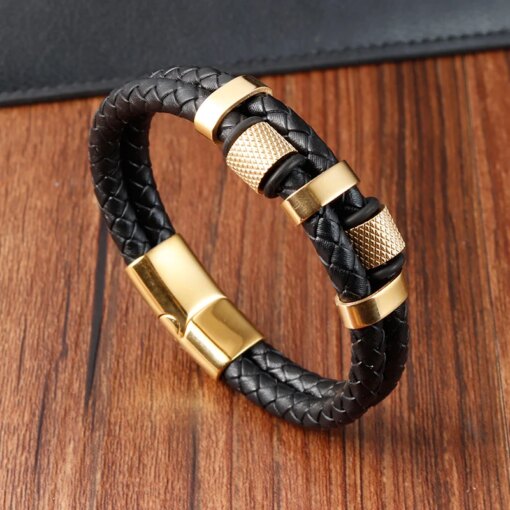 Charm Braid Rope Bracelet For Men Stainless Steel Magnetic Buckle Genuine Leather Bracelets & Bangles Male Female Jewelry Bracelets Bracelets
