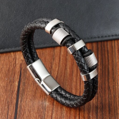 Charm Braid Rope Bracelet For Men Stainless Steel Magnetic Buckle Genuine Leather Bracelets & Bangles Male Female Jewelry Bracelets Bracelets