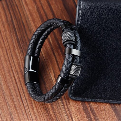 Charm Braid Rope Bracelet For Men Stainless Steel Magnetic Buckle Genuine Leather Bracelets & Bangles Male Female Jewelry Bracelets Bracelets