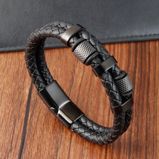 Charm Braid Rope Bracelet For Men Stainless Steel Magnetic Buckle Genuine Leather Bracelets & Bangles Male Female Jewelry Bracelets Bracelets