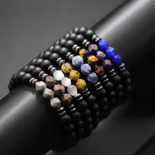 Fashion Mens Bracelet Black Onyx Stone Braclet Irregular Natural Tiger Eyes Sodalite Beaded Braslet Pulsera Hombre Accessories Bracelets Bracelets
