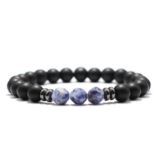 Fashion Mens Bracelet Black Onyx Stone Braclet Irregular Natural Tiger Eyes Sodalite Beaded Braslet Pulsera Hombre Accessories Bracelets Bracelets