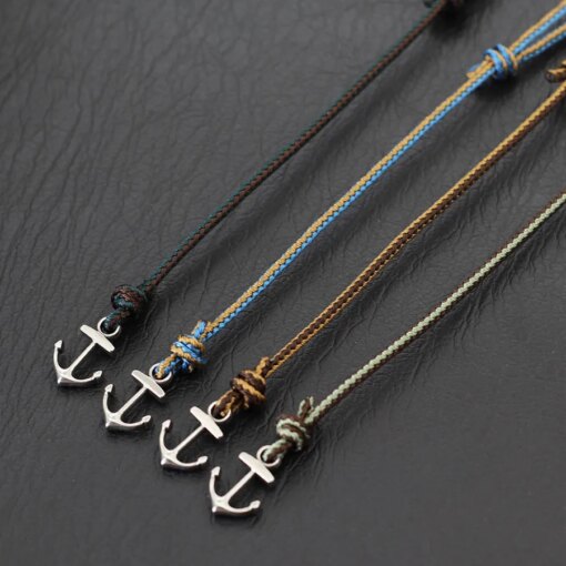 Novel Anchor Bracelet For Men Grade A 3mm Ethnic Thin Marine String Braslet Handmade Adjustable Beach Surfing Nautical Braclet Sports & Smartwatches