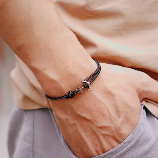 Novel Anchor Bracelet For Men Grade A 3mm Ethnic Thin Marine String Braslet Handmade Adjustable Beach Surfing Nautical Braclet Sports & Smartwatches