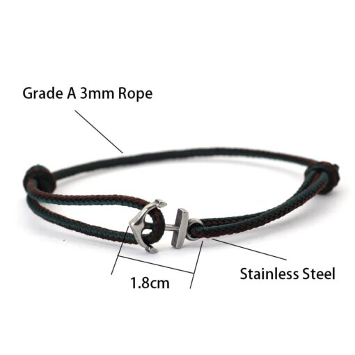 Novel Anchor Bracelet For Men Grade A 3mm Ethnic Thin Marine String Braslet Handmade Adjustable Beach Surfing Nautical Braclet Sports & Smartwatches