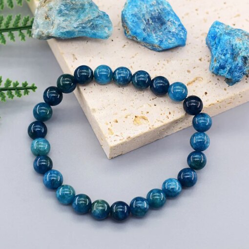 Original Reiki Blue Apatite Beads Bracelets Men Women Natural Stone Blood Circulation Stimulate Enthusiasm Health Care Jewelry Bracelets Bracelets