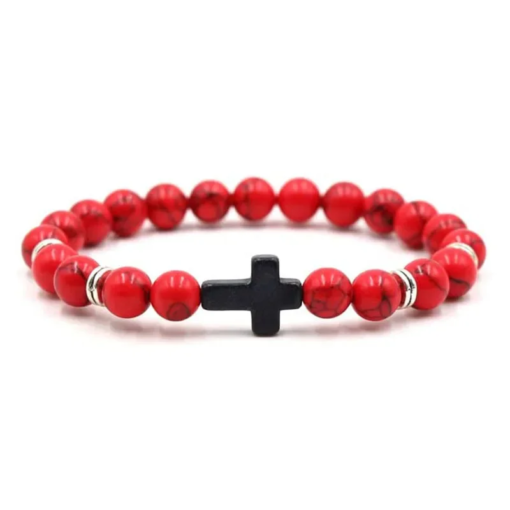 Prayer Men Natural Stone Wood Beads Rosary Hematite Cross Bracelets Onyx Meditation Bracelet Women Yoga Jewelry Homme Pulsera Bracelets Bracelets