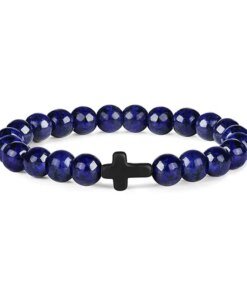 Prayer Men Natural Stone Wood Beads Rosary Hematite Cross Bracelets Onyx Meditation Bracelet Women Yoga Jewelry Homme Pulsera Bracelets Bracelets 