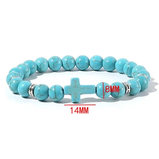Prayer Men Natural Stone Wood Beads Rosary Hematite Cross Bracelets Onyx Meditation Bracelet Women Yoga Jewelry Homme Pulsera Bracelets Bracelets