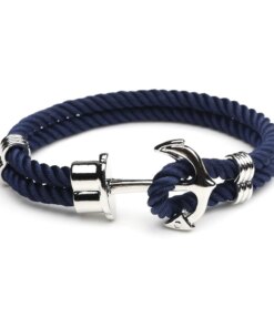 Retro Metal Anchor Bracelet Handmade Woven Double Strand Nautical Surfer Waterproof Rope Couple Jewelry Navy Style Men Bracelets