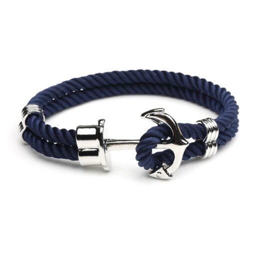 Retro Metal Anchor Bracelet Handmade Woven Double Strand Nautical Surfer Waterproof Rope Couple Jewelry Navy Style Men Bracelets