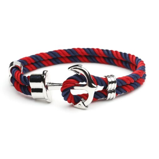 Retro Metal Anchor Bracelet Handmade Woven Double Strand Nautical Surfer Waterproof Rope Couple Jewelry Navy Style Men Bracelets