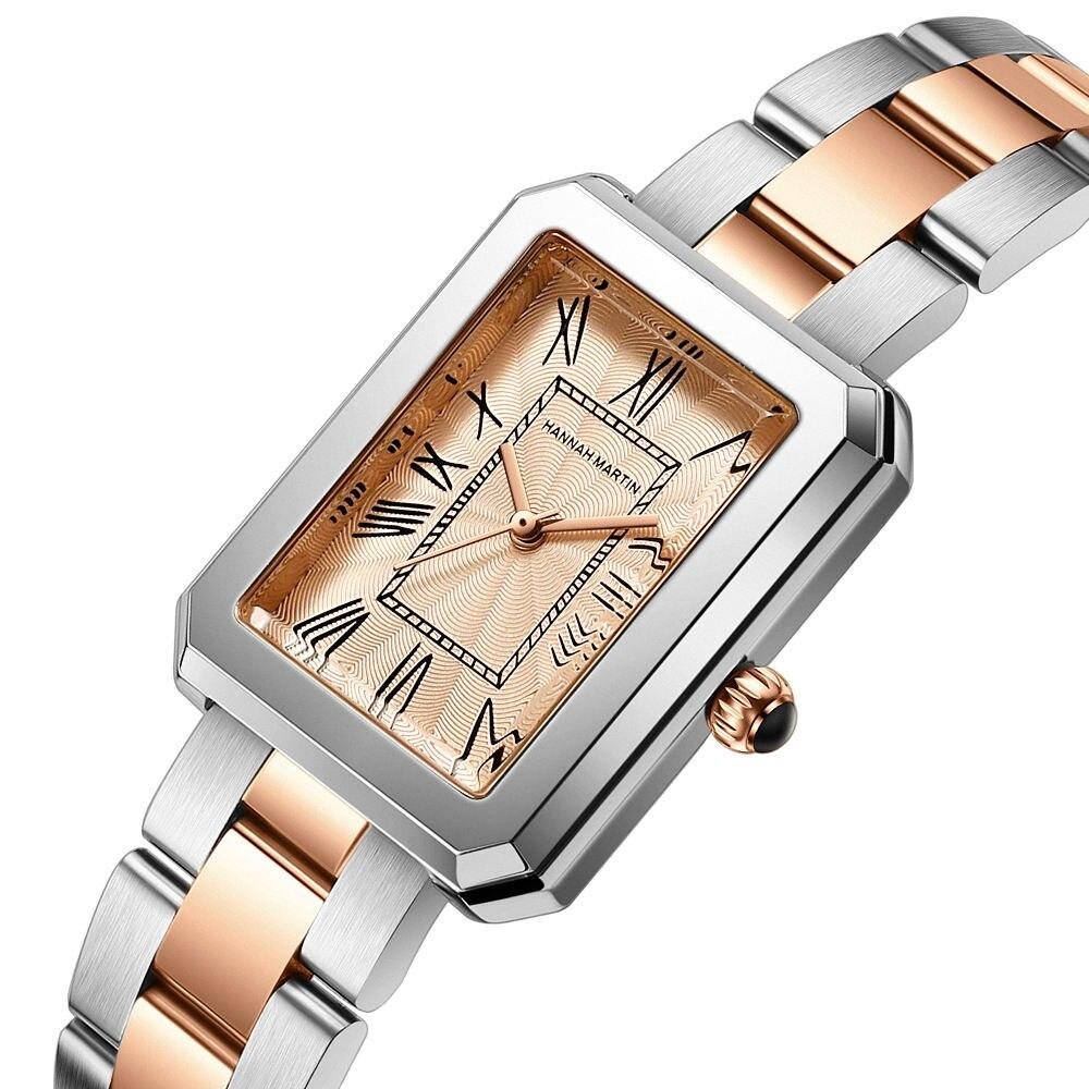 Square Dial Quartz Watch — Polished Steel