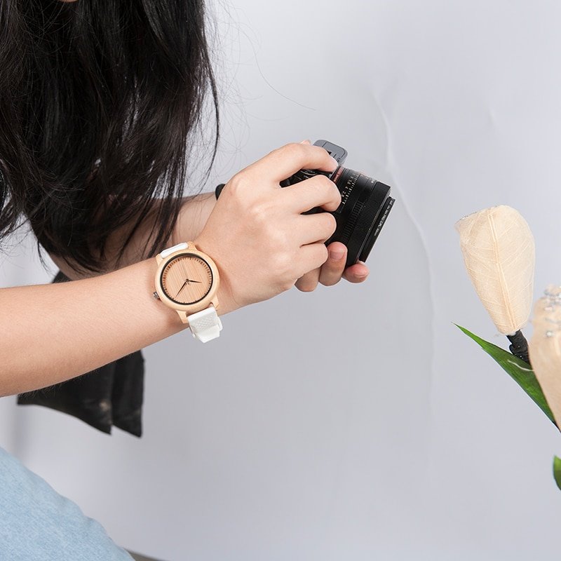 Wooden Mechanical Silicone Watch — Round Elegance - Image 8