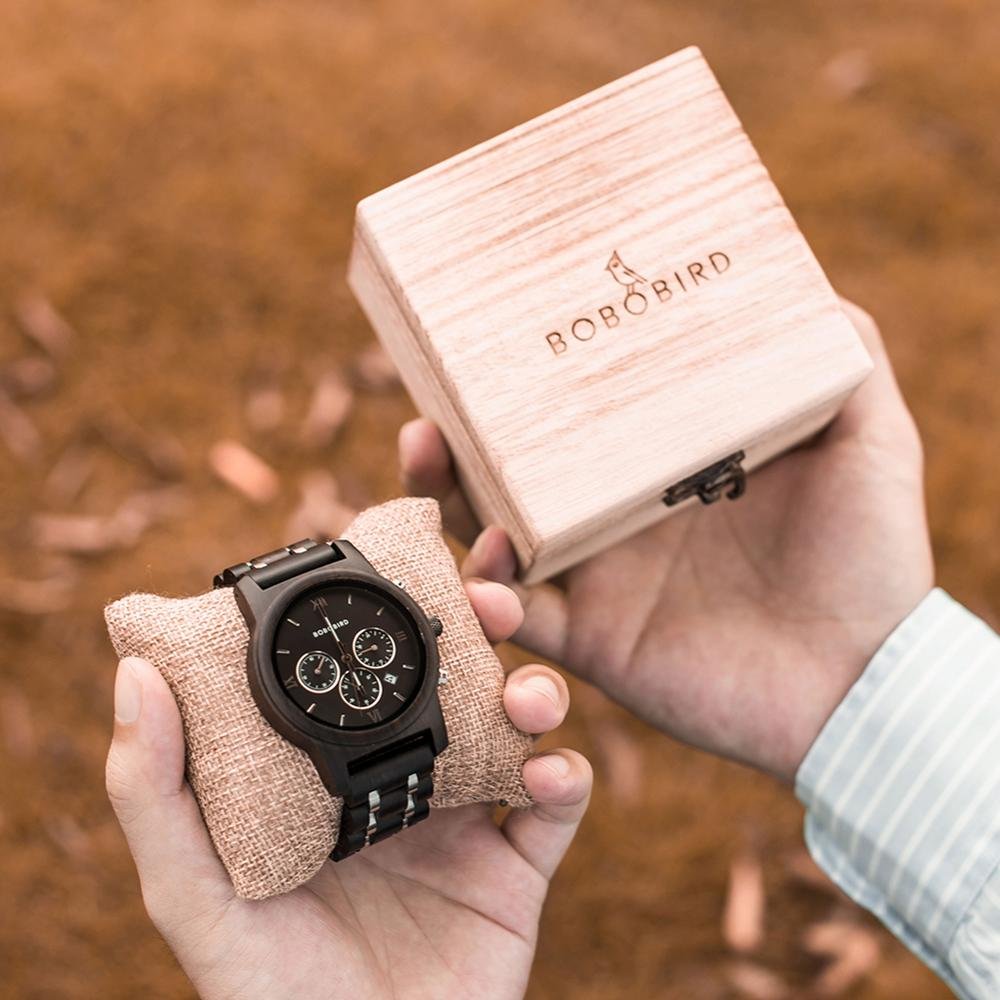 Vintage Style Round Wooden Men's Quartz Watch - Image 5