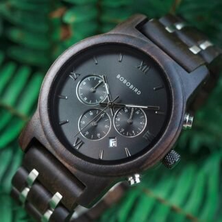 Vintage Style Round Wooden Men's Quartz Watch