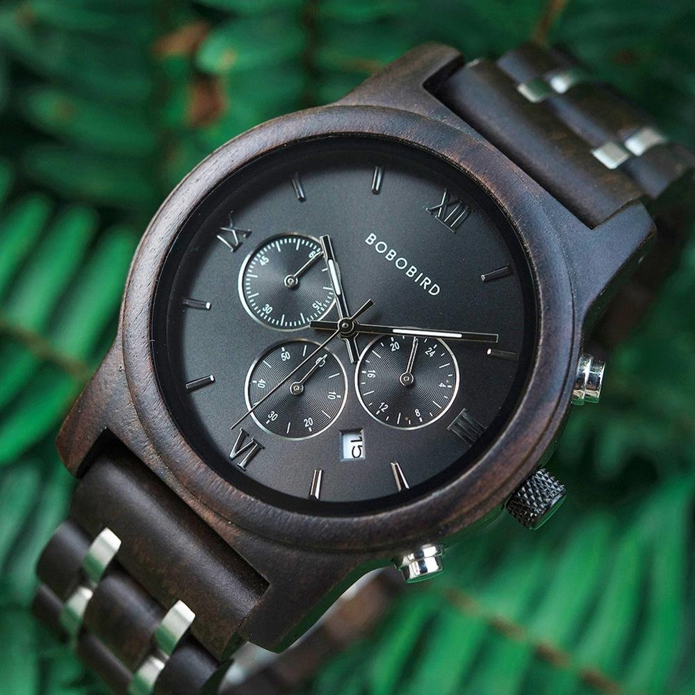 Vintage Style Round Wooden Men's Quartz Watch