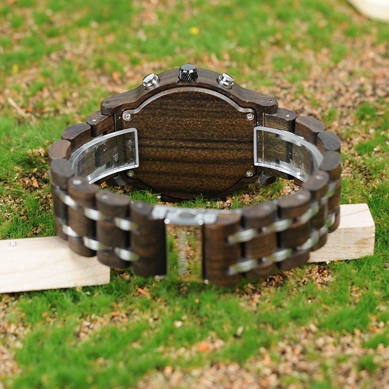 Vintage Style Round Wooden Men's Quartz Watch - Image 3